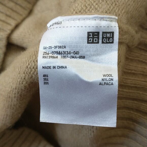 Uniqlo Sweater Pullover Womens XS Tan Turtleneck Wool Alpaca Blend Quiet Luxury - Picture 6 of 7